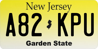 NJ license plate A82KPU