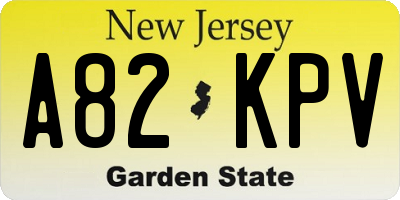 NJ license plate A82KPV