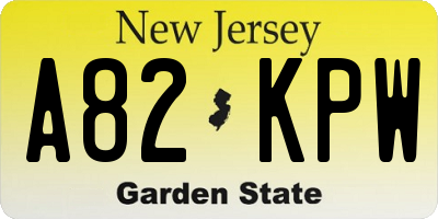 NJ license plate A82KPW