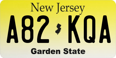 NJ license plate A82KQA