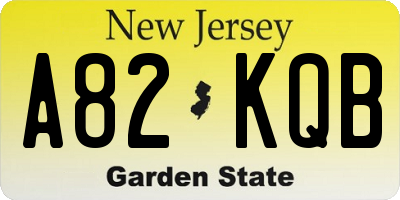 NJ license plate A82KQB