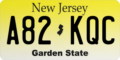 NJ license plate A82KQC