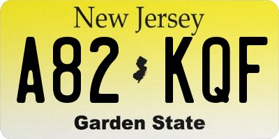 NJ license plate A82KQF