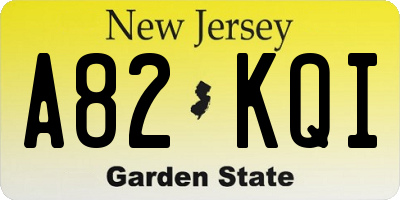 NJ license plate A82KQI