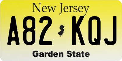 NJ license plate A82KQJ