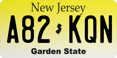 NJ license plate A82KQN