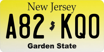 NJ license plate A82KQO