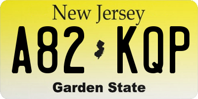NJ license plate A82KQP