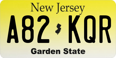 NJ license plate A82KQR