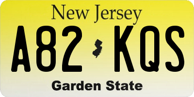 NJ license plate A82KQS