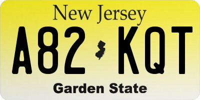 NJ license plate A82KQT