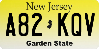 NJ license plate A82KQV