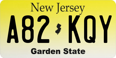 NJ license plate A82KQY
