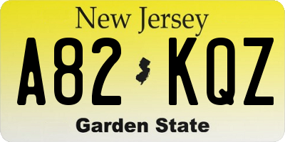 NJ license plate A82KQZ