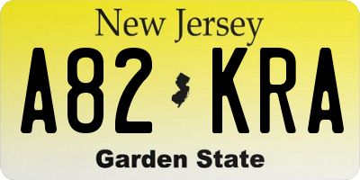 NJ license plate A82KRA