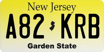 NJ license plate A82KRB