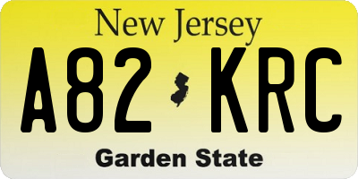 NJ license plate A82KRC