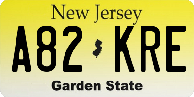NJ license plate A82KRE
