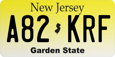 NJ license plate A82KRF
