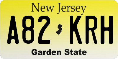 NJ license plate A82KRH