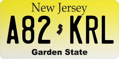 NJ license plate A82KRL