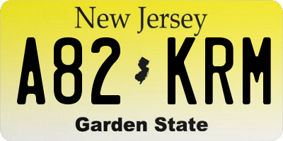 NJ license plate A82KRM