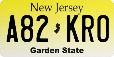 NJ license plate A82KRO