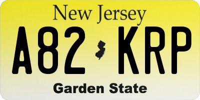 NJ license plate A82KRP