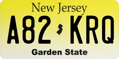NJ license plate A82KRQ