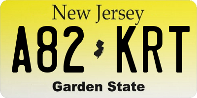 NJ license plate A82KRT
