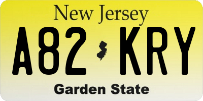 NJ license plate A82KRY