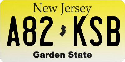 NJ license plate A82KSB