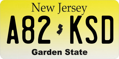 NJ license plate A82KSD