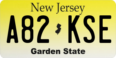 NJ license plate A82KSE