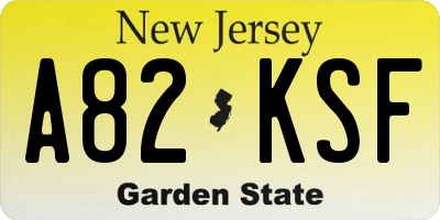 NJ license plate A82KSF