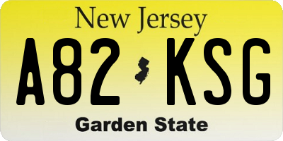 NJ license plate A82KSG