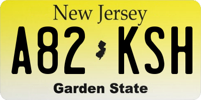 NJ license plate A82KSH