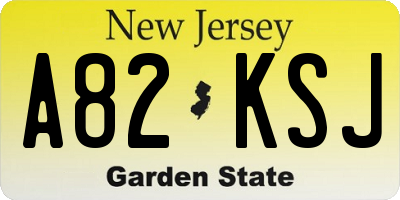 NJ license plate A82KSJ