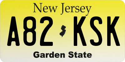 NJ license plate A82KSK