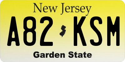 NJ license plate A82KSM