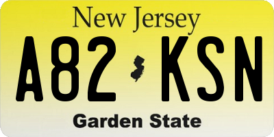 NJ license plate A82KSN