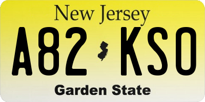 NJ license plate A82KSO
