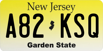 NJ license plate A82KSQ