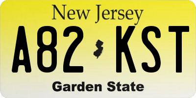 NJ license plate A82KST