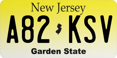 NJ license plate A82KSV
