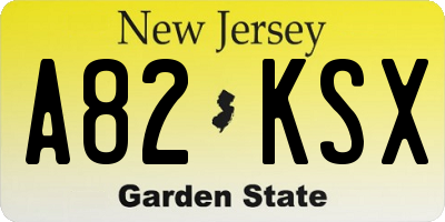 NJ license plate A82KSX