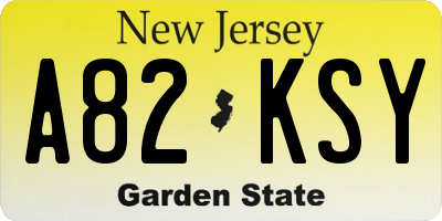 NJ license plate A82KSY