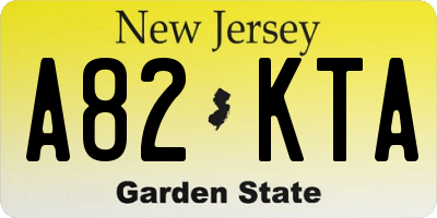 NJ license plate A82KTA