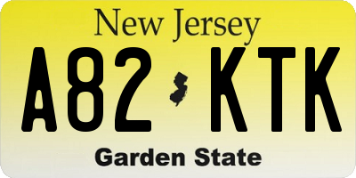 NJ license plate A82KTK