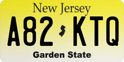 NJ license plate A82KTQ